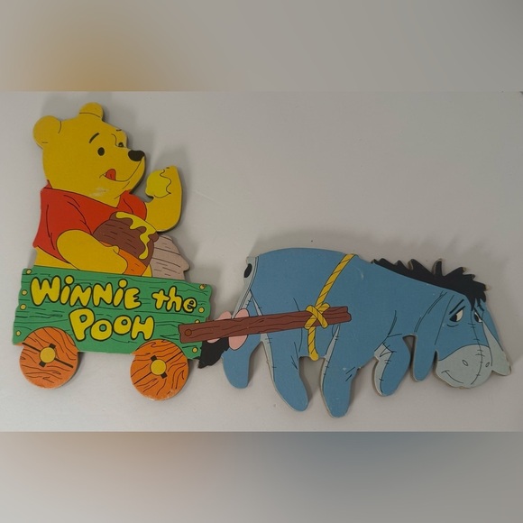 Vintage Winnie the Pooh Cardboard Wall Decor 3 Piece Train & Wagon - Picture 7 of 8